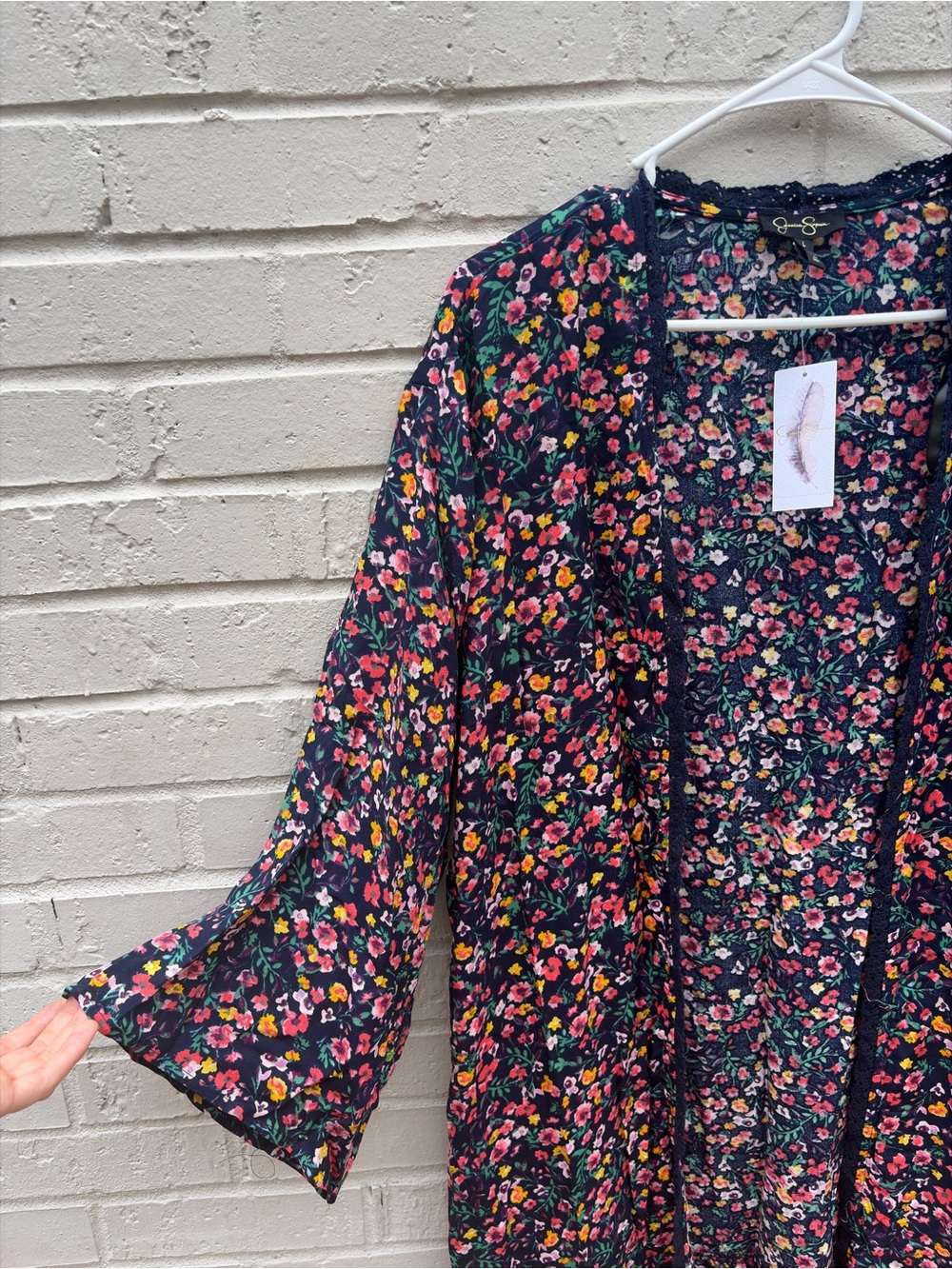 NWT Jessica Simpson Boho Floral Open-Front Kimono Cardigan - Picture 4 of 8